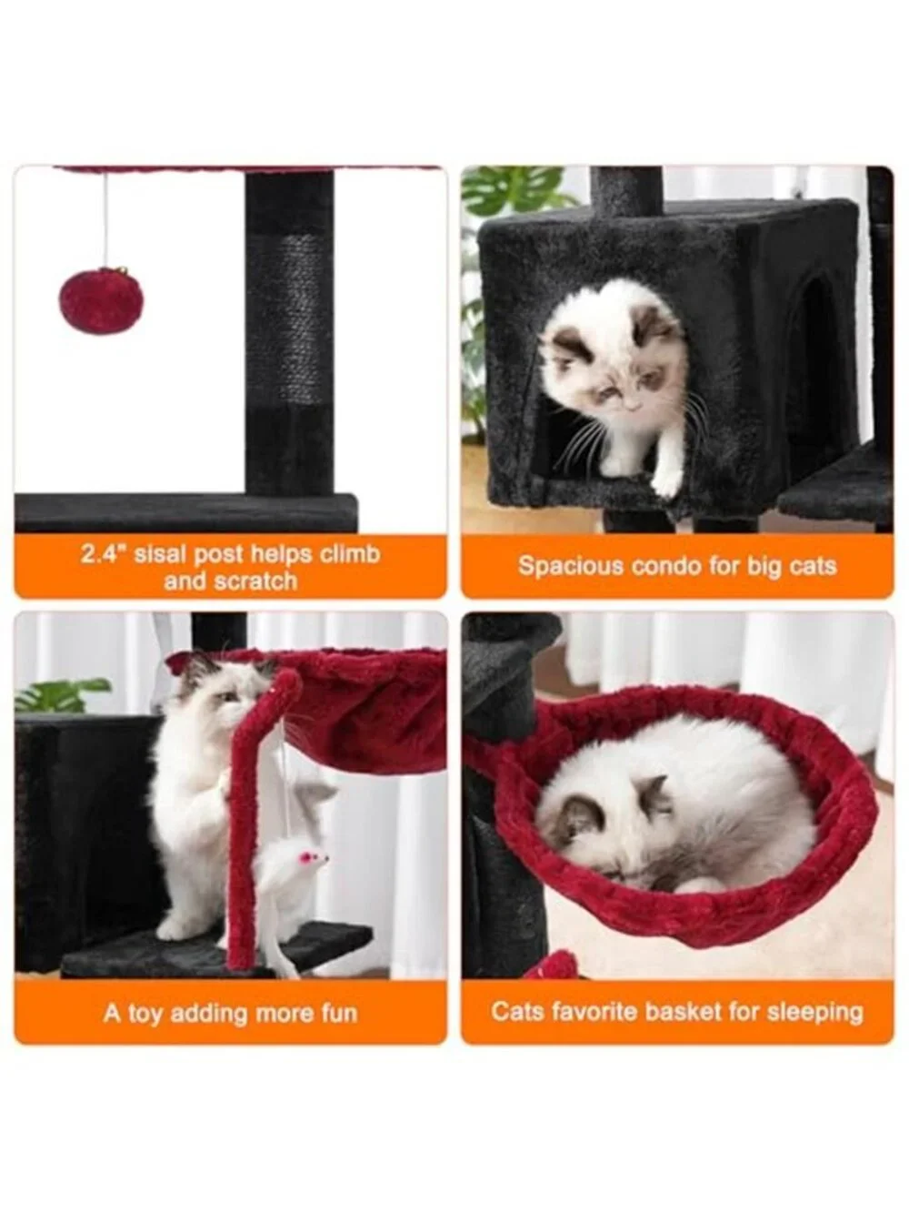 Cat Tree with Toy Cat Tower for Indoor Cats, 43.3 inch